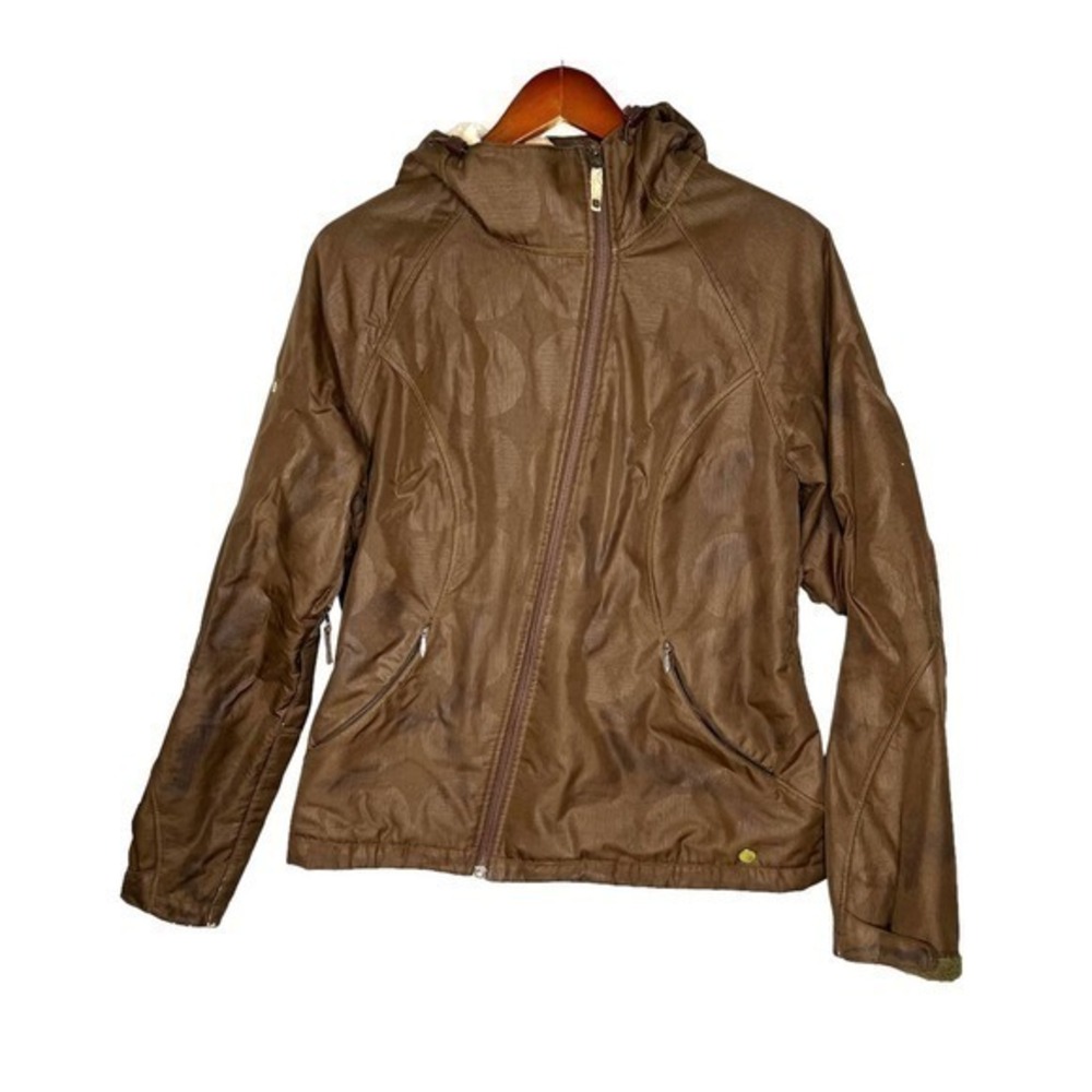 Burton women's brown fleece lined hooded jacket coat layering warm size large